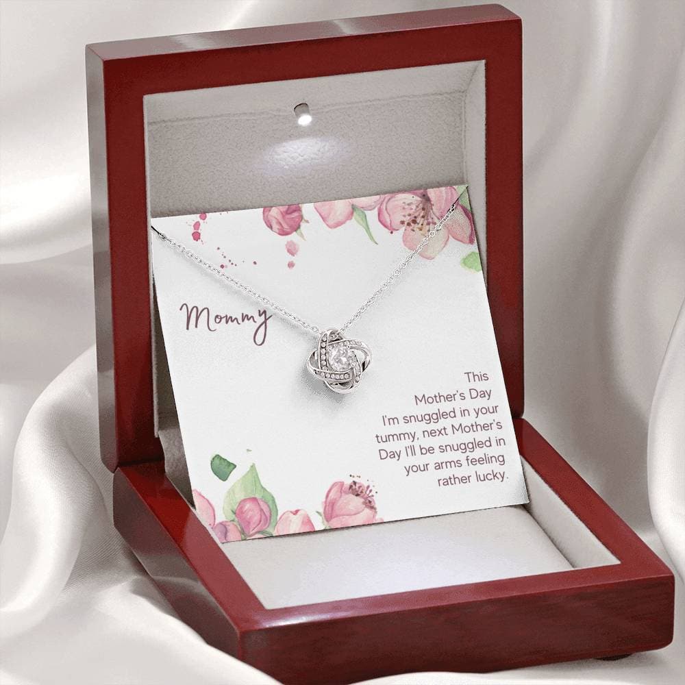 Mommy Snuggled in Your Tummy Love Knot Necklace - KDadorn