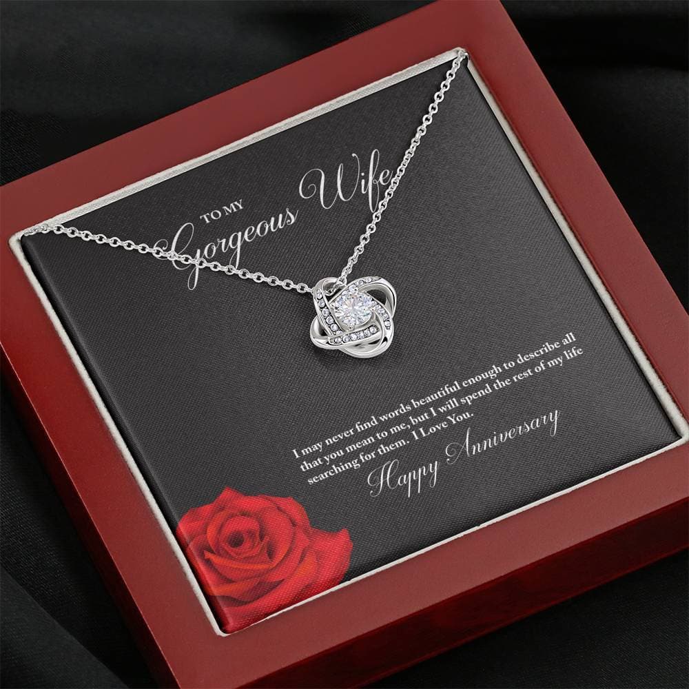 To My Gorgeous Wife Happy Anniversary Love Knot Necklace - KDadorn