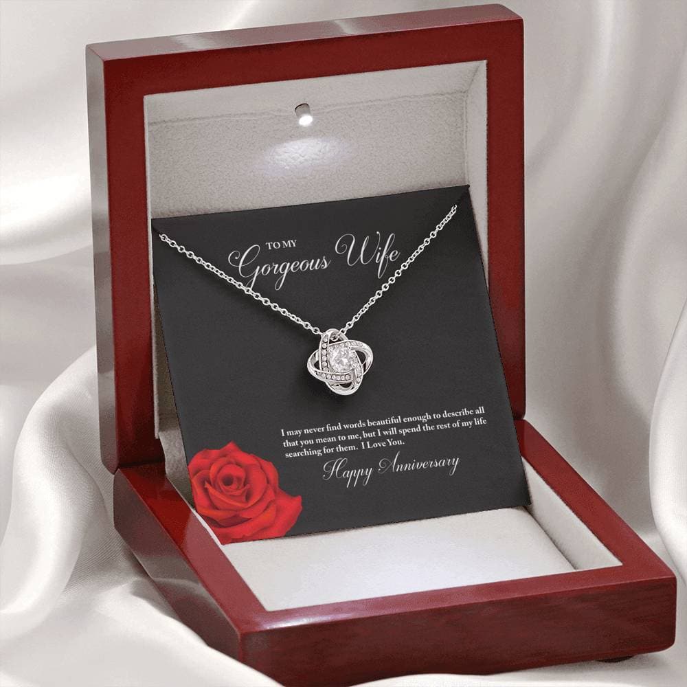To My Gorgeous Wife Happy Anniversary Love Knot Necklace - KDadorn