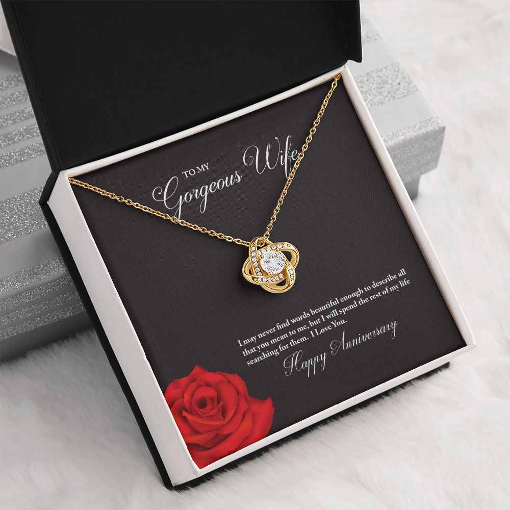 To My Gorgeous Wife Happy Anniversary Love Knot Necklace - KDadorn