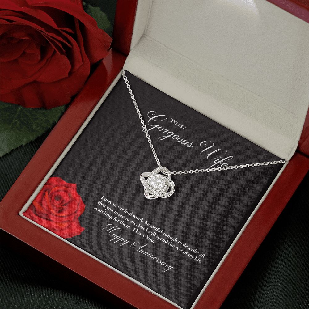 To My Gorgeous Wife Happy Anniversary Love Knot Necklace - KDadorn