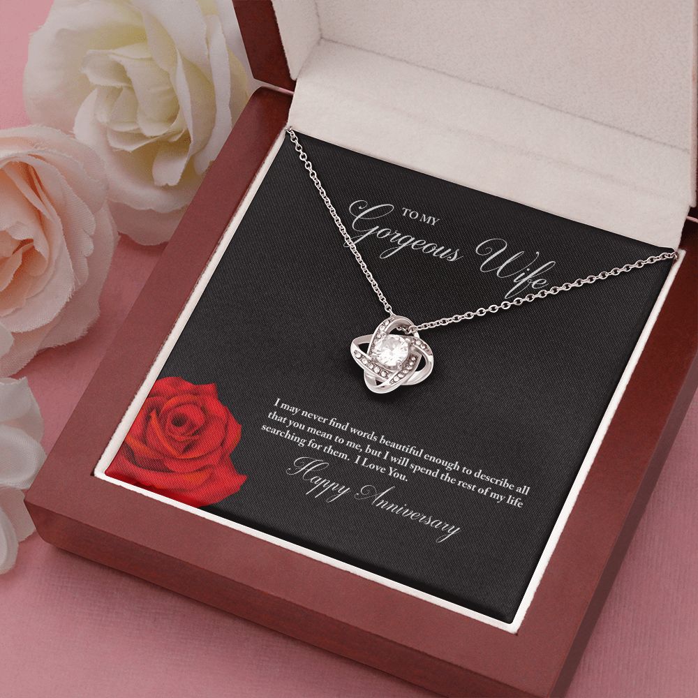 To My Gorgeous Wife Happy Anniversary Love Knot Necklace - KDadorn