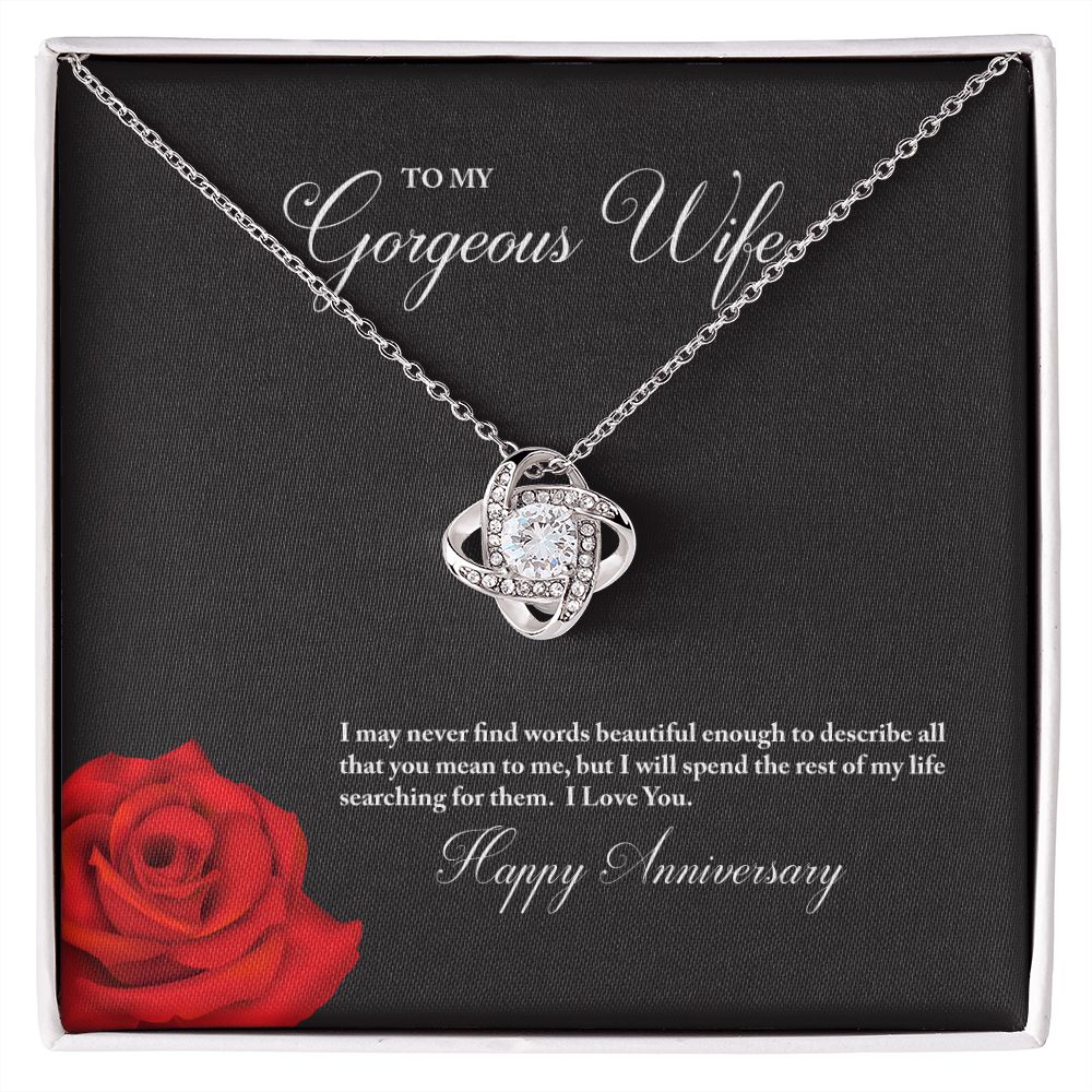 To My Gorgeous Wife Happy Anniversary Love Knot Necklace - KDadorn