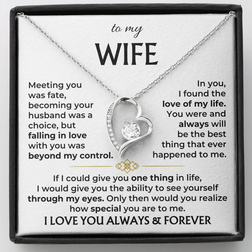 To Wife I Love You Always And Forever Heart Necklace Happy Anniversary Day Necklace For Wife - KDadorn