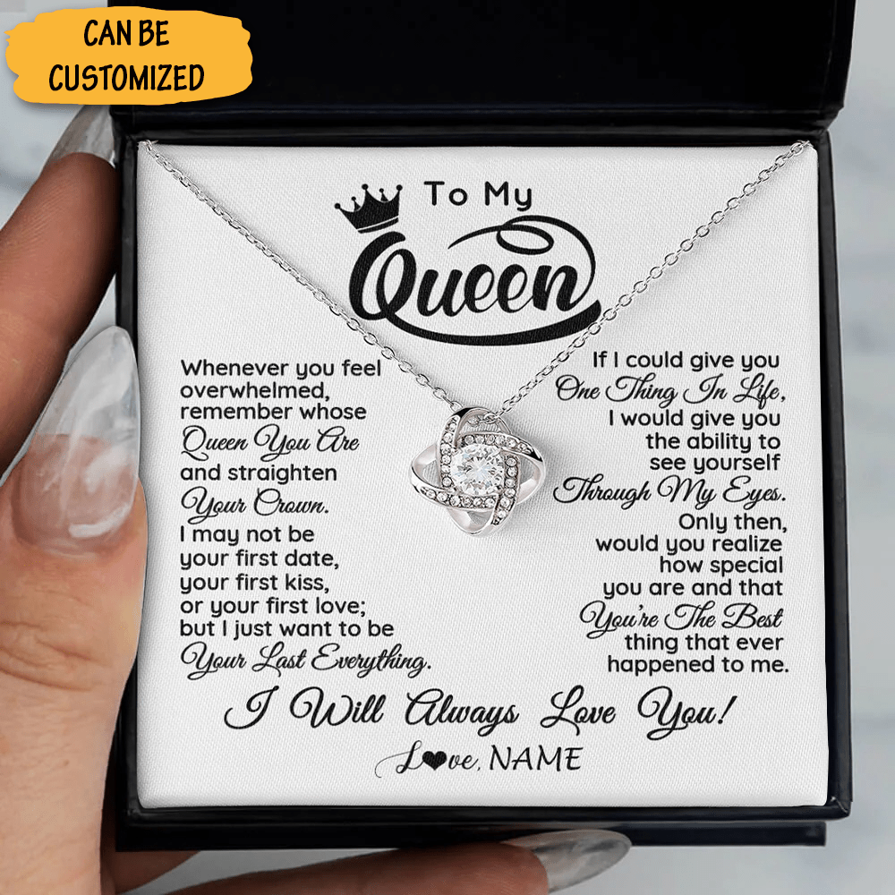 Personalized To My Queen Necklace Sterling Silver Love Knot Pendant Necklace Best Christmas Gifts For Her - KDadorn