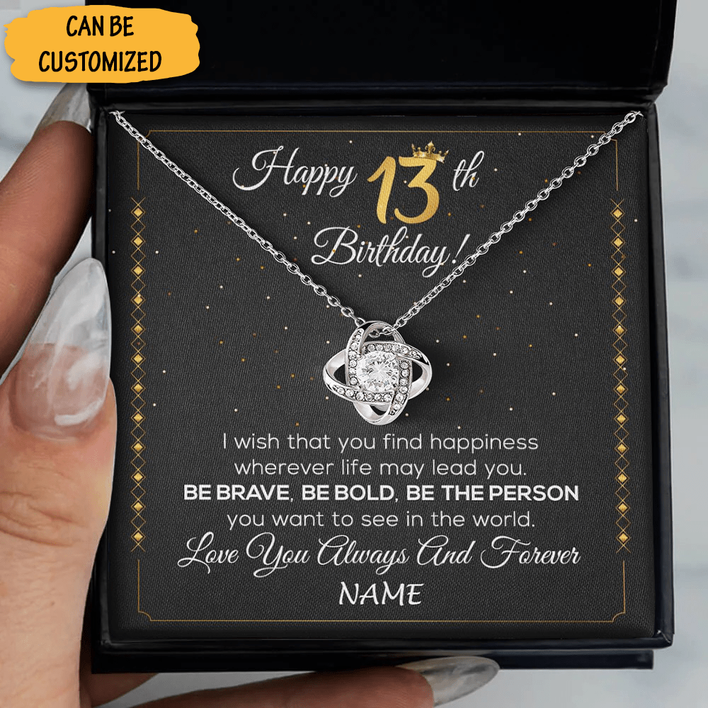 Custom Happy 13th Birthday Knot Necklace Happy Birthday Necklace Message For Necklace Gift For Her Girls - KDadorn