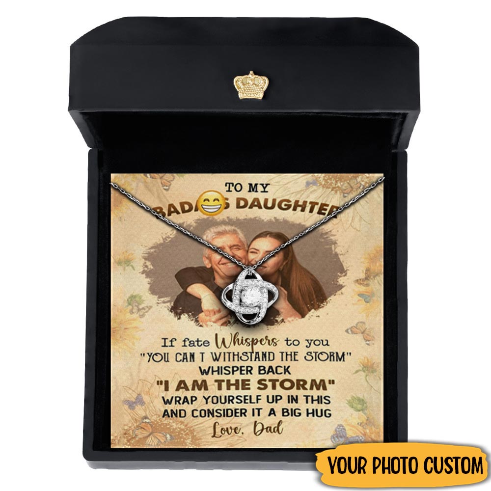 Custom To Badass Daughter If Fate Whispers To You Knot Necklace Gifts For Daughter From Dad - KDadorn