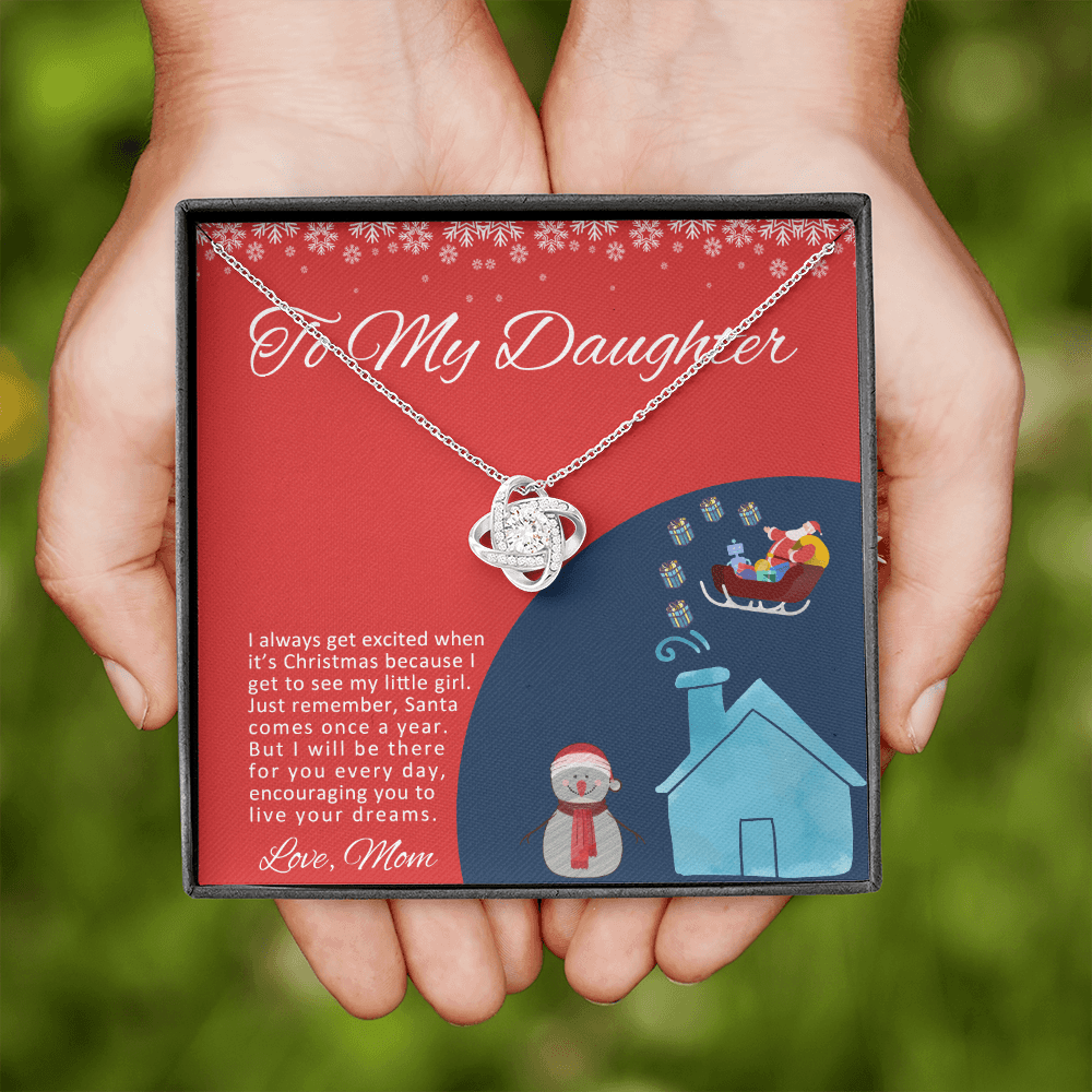 To My Daughter I Will Be There For You Christmas Love Knot Necklace - KDadorn