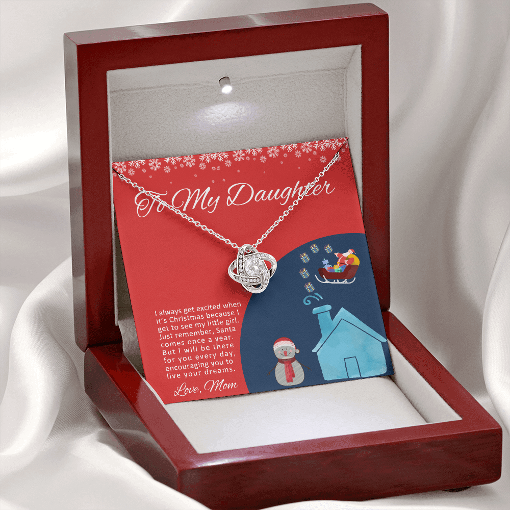 To My Daughter I Will Be There For You Christmas Love Knot Necklace - KDadorn