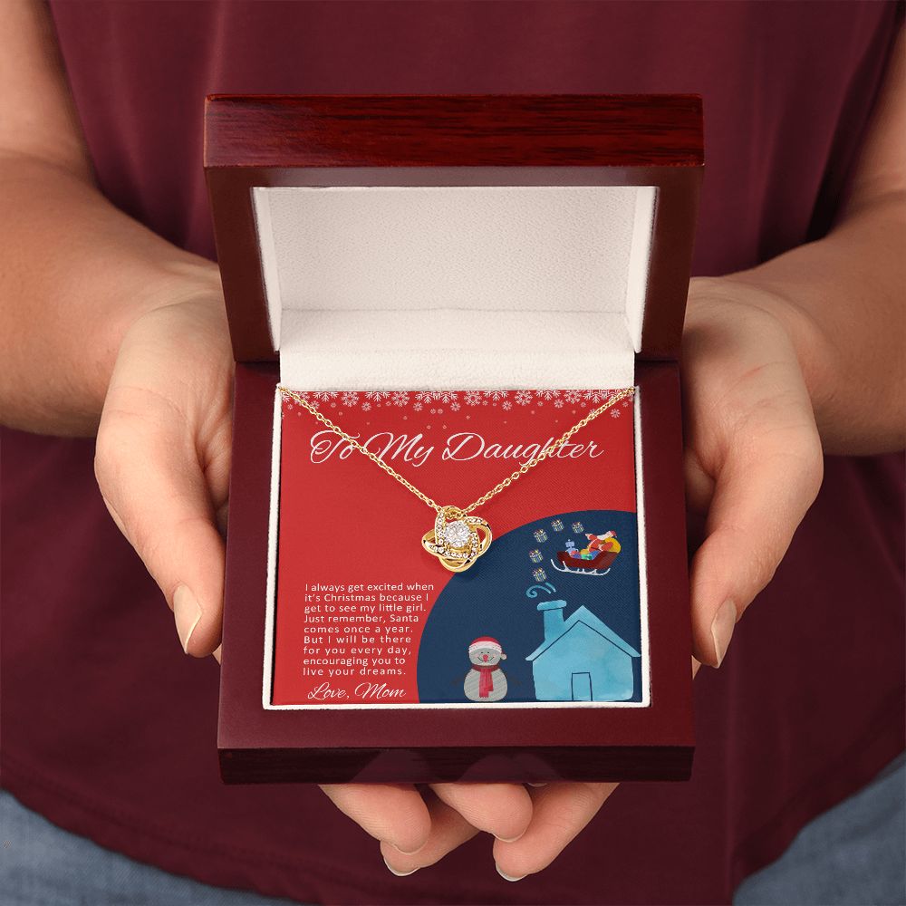 To My Daughter I Will Be There For You Christmas Love Knot Necklace - KDadorn
