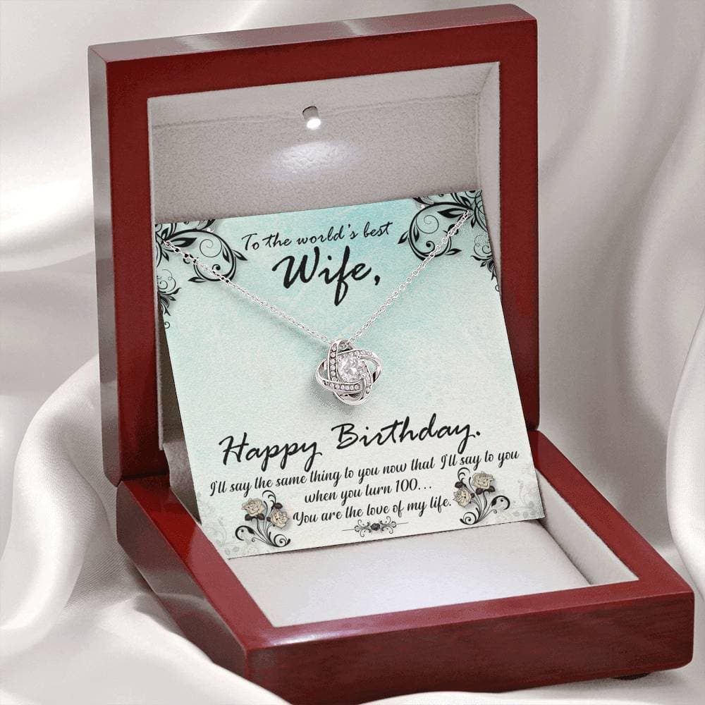 To The World's Best Wife Happy Birthday Love Knot Necklace - KDadorn