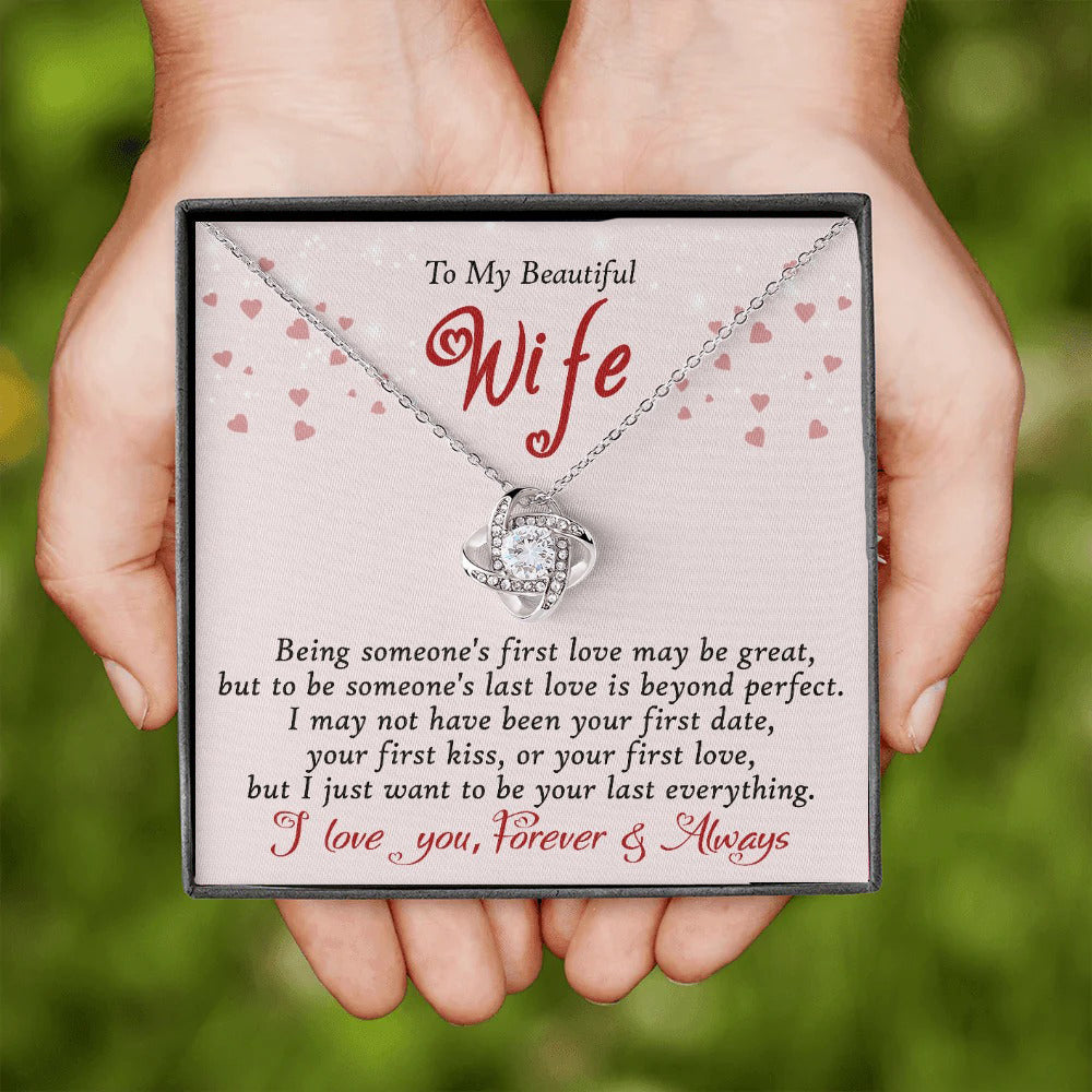 To My Beautiful Wife Love Knot Necklace Mother's Day 2024 Gifts For Wife From Husband - KDadorn
