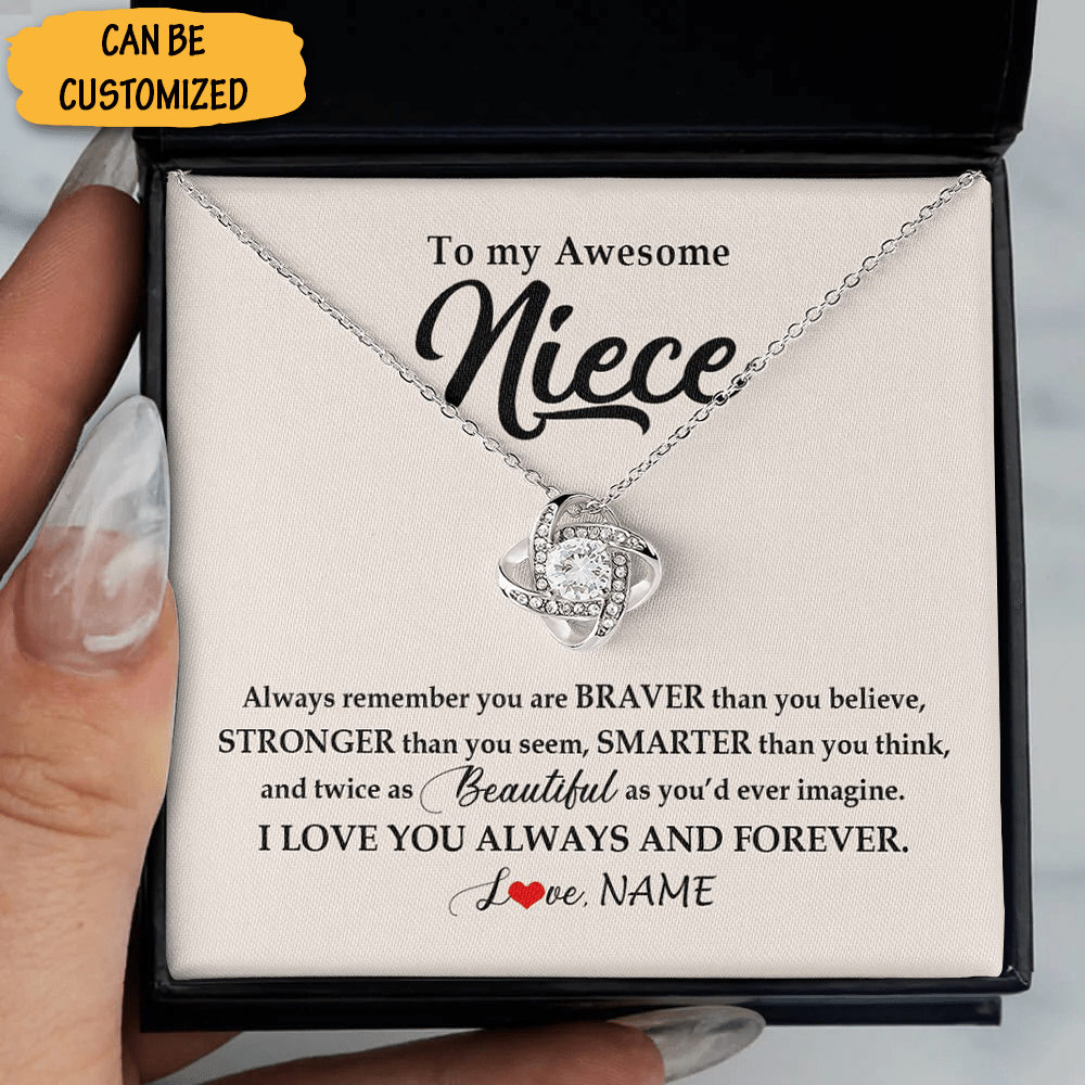 Personalized To My Awesome Niece Necklace From Aunt Uncle Sterling Silver Love Knot Necklace Special Niece Gifts - KDadorn