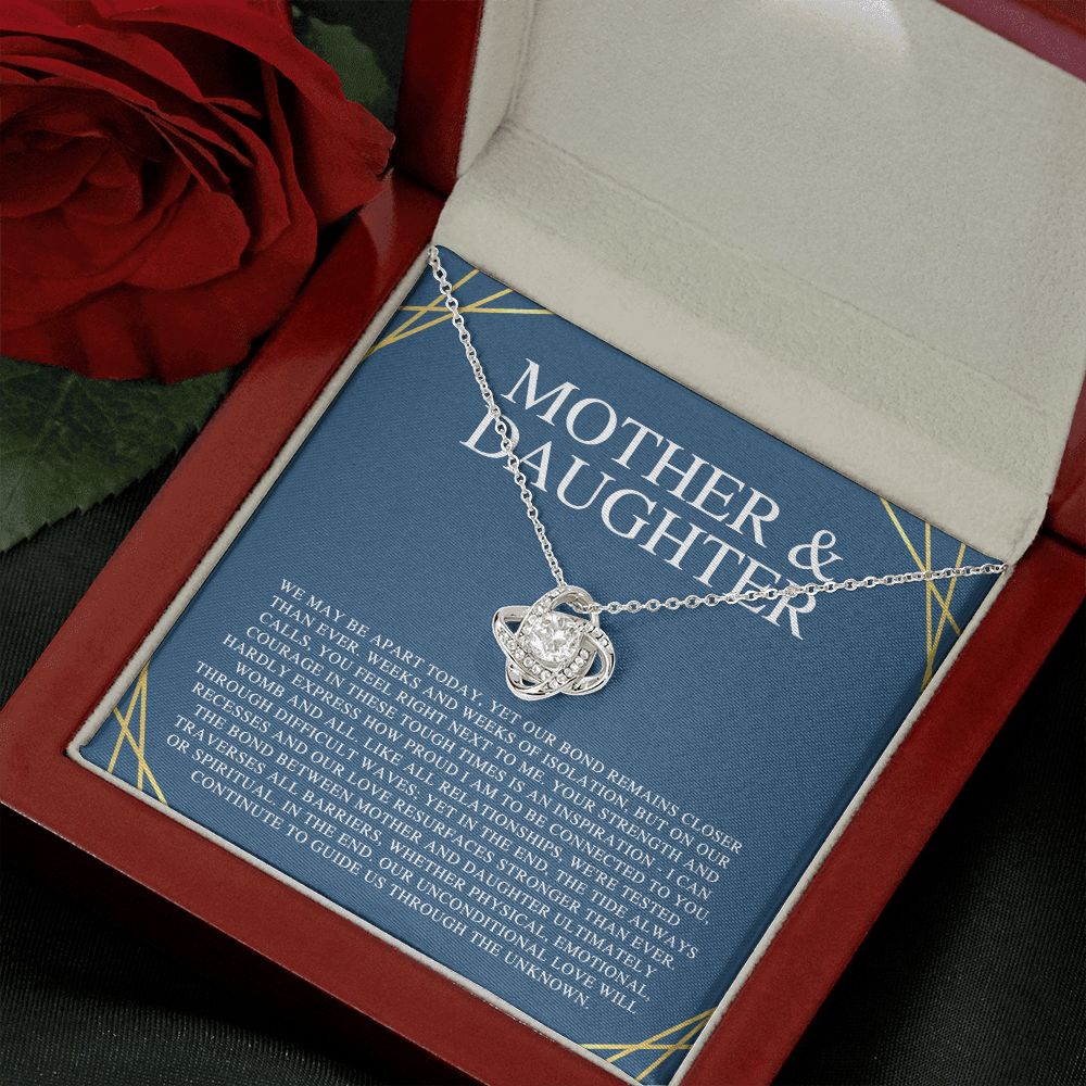 Mother & Daughter We May Be Apart Love Knot Necklace - KDadorn