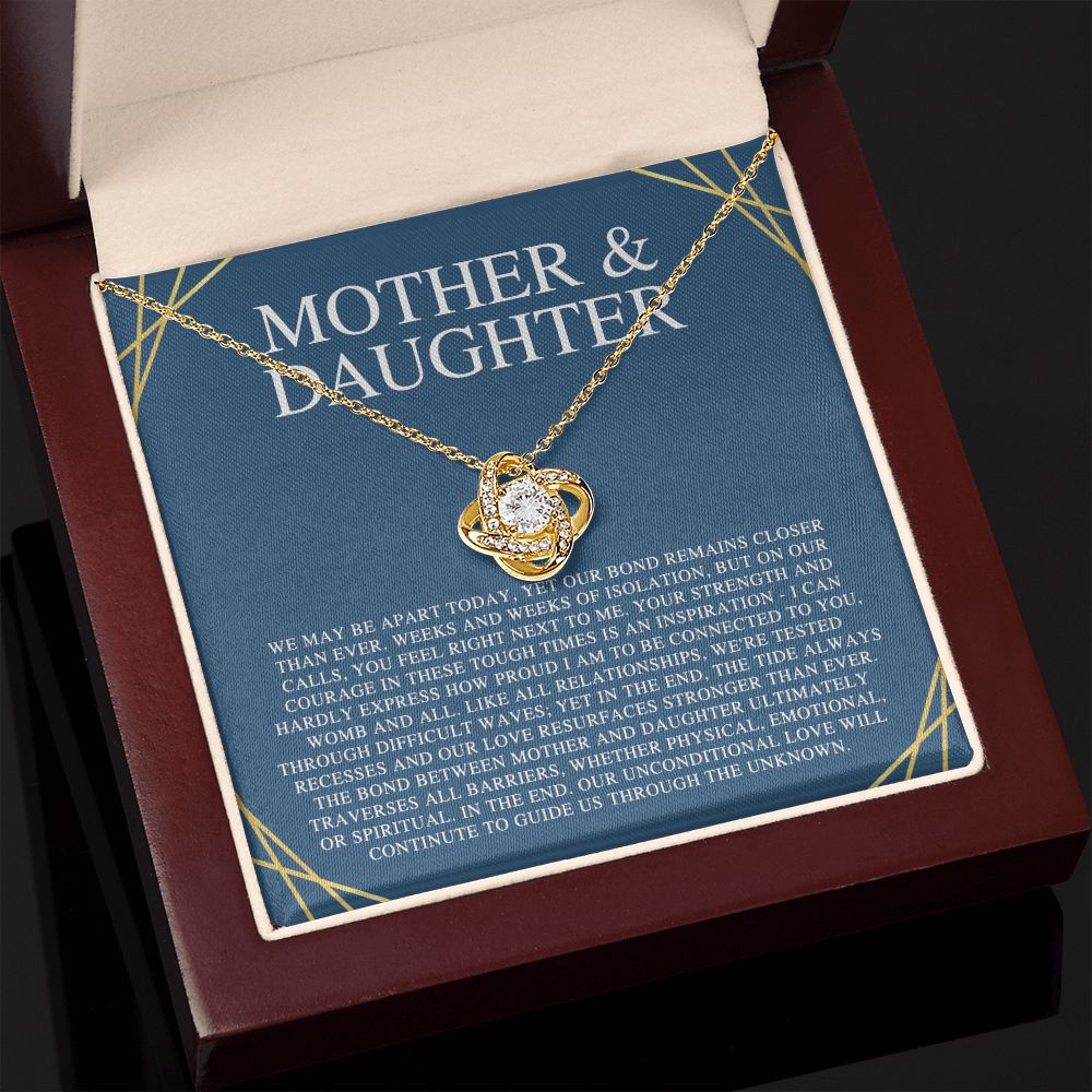 Mother & Daughter We May Be Apart Love Knot Necklace - KDadorn