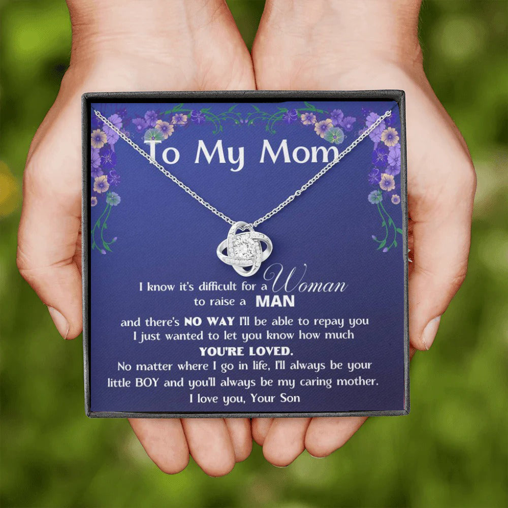 To My Mom Knot Necklace With Message Card Best Mom Necklace Mothers Day Gifts From Son - KDadorn