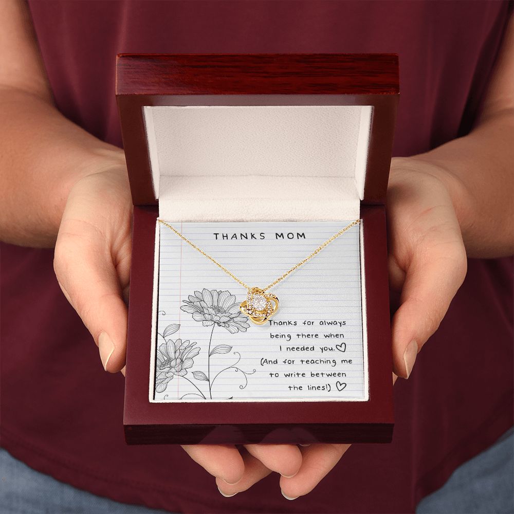 Thanks Mom Between the Lines Love Knot Necklace - KDadorn