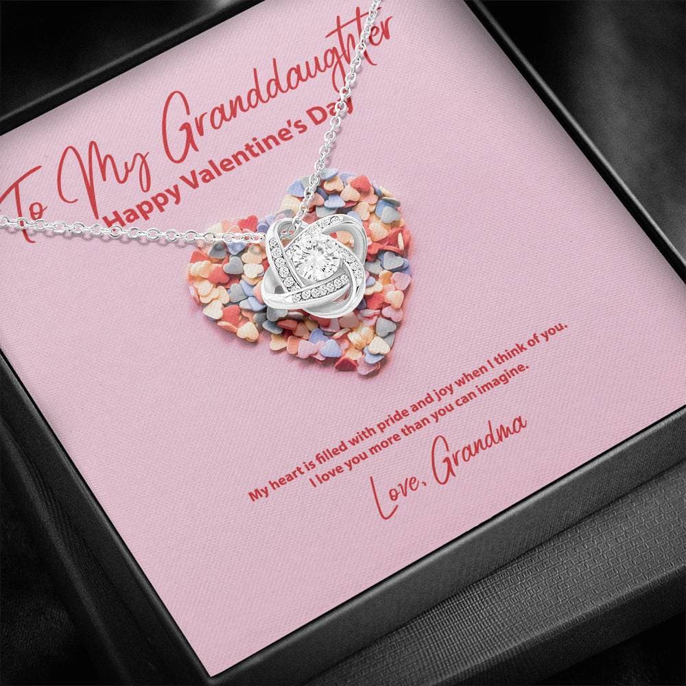 To My Granddaughter from Grandma Valentine's Day Love Knot Necklace - KDadorn
