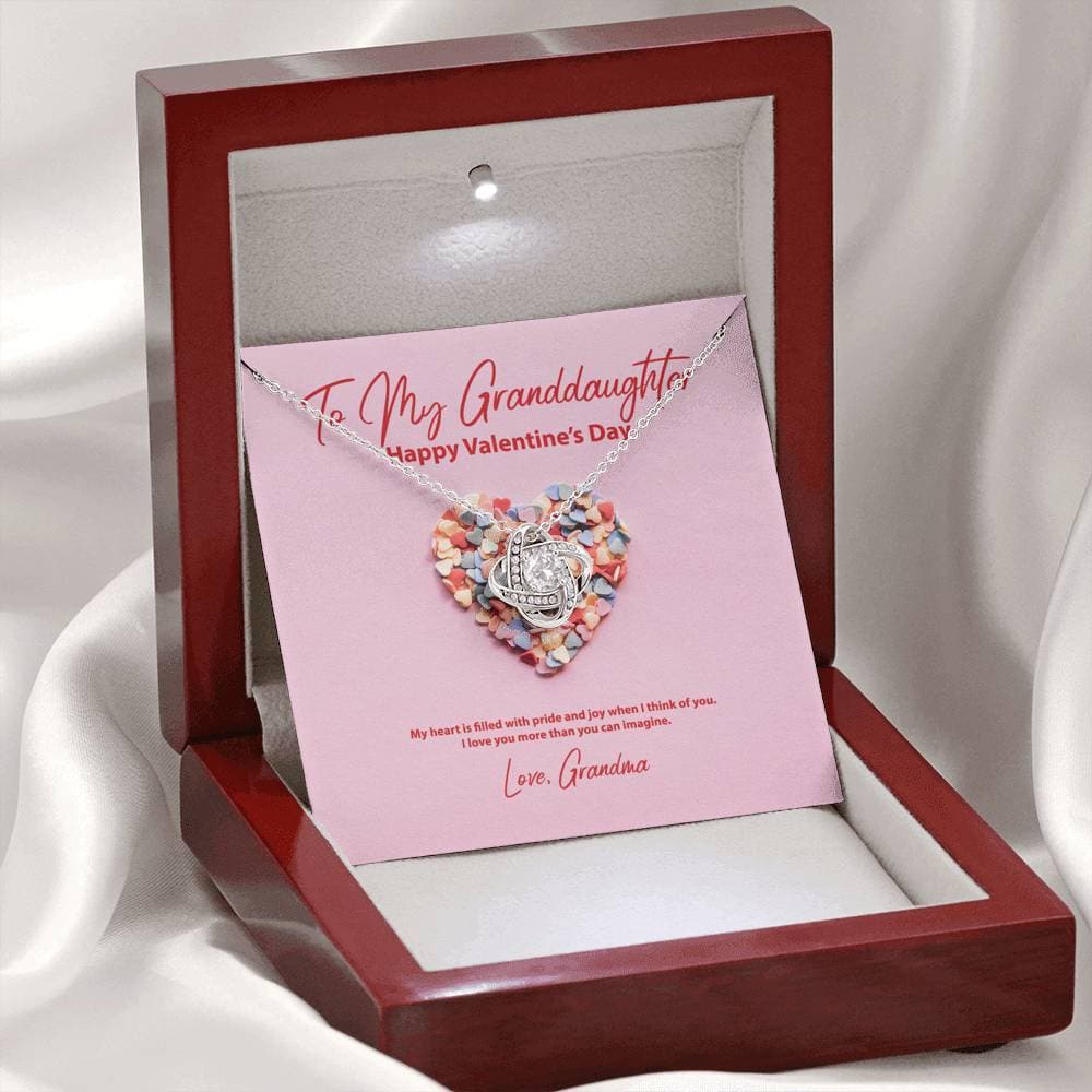 To My Granddaughter from Grandma Valentine's Day Love Knot Necklace - KDadorn