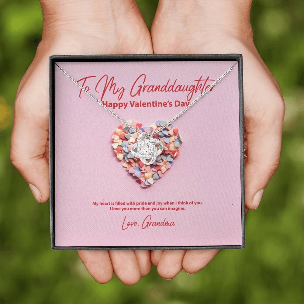 To My Granddaughter from Grandma Valentine's Day Love Knot Necklace - KDadorn