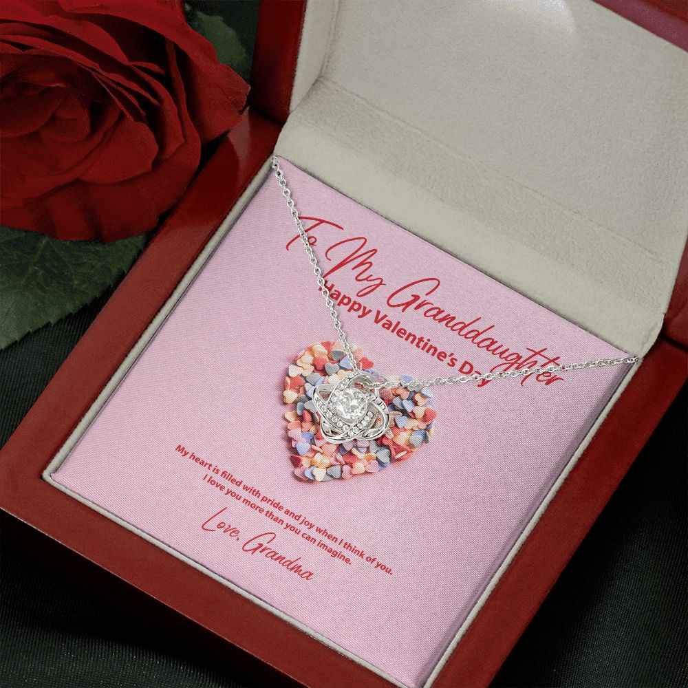 To My Granddaughter from Grandma Valentine's Day Love Knot Necklace - KDadorn