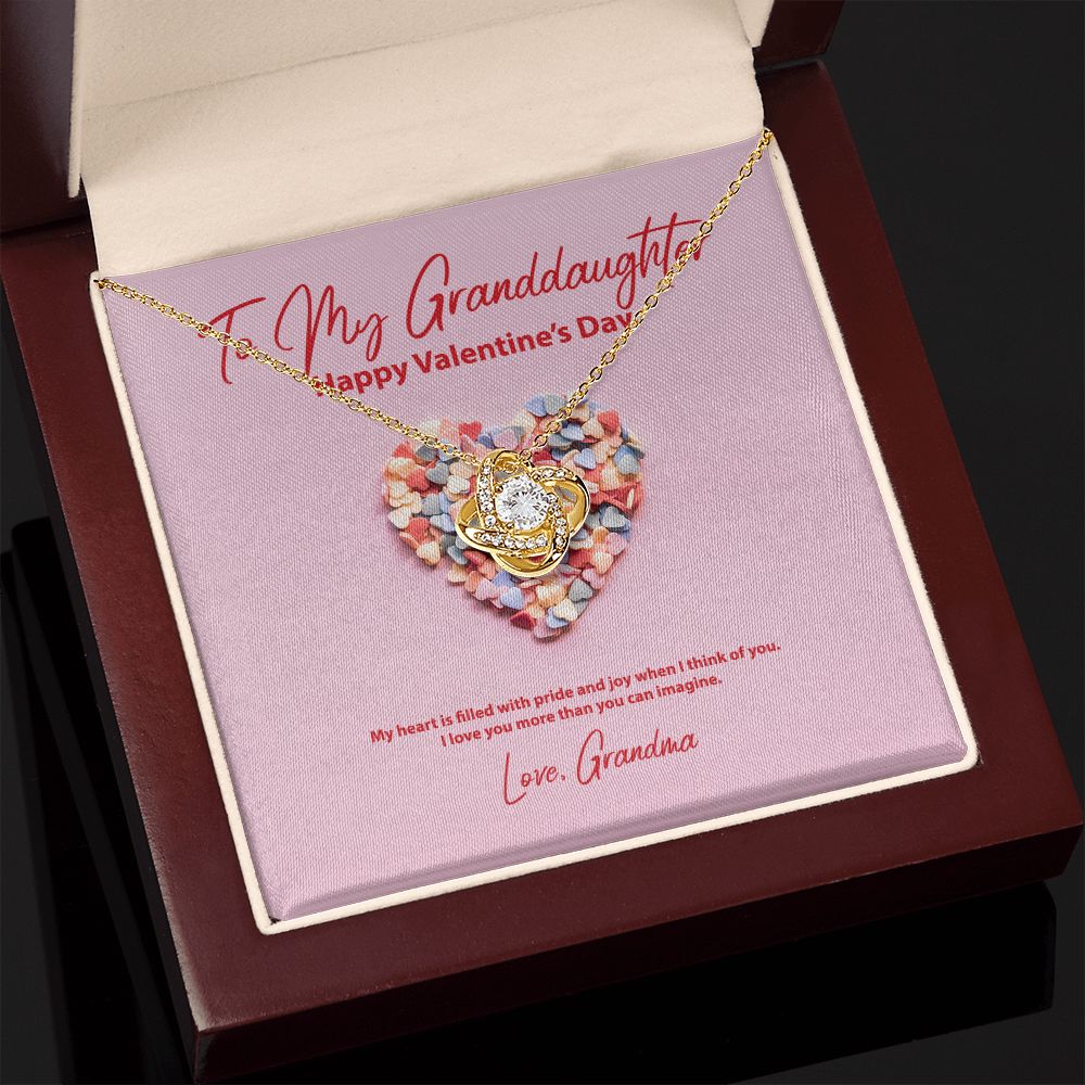 To My Granddaughter from Grandma Valentine's Day Love Knot Necklace - KDadorn