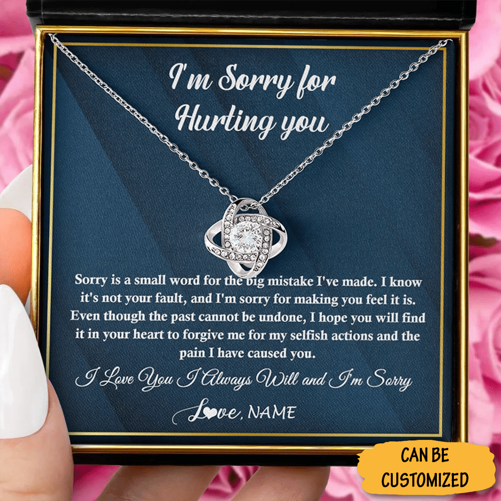 Personalized I'm Sorry For Hurting You My Love Necklace Apology Love Knot Necklace Im Sorry Gifts For Her - KDadorn