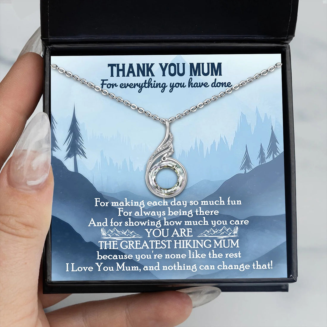 To My Mum Thank You Rising Phoenix Necklace With Message Card Mother's Day 2024 Gift For Mom - KDadorn