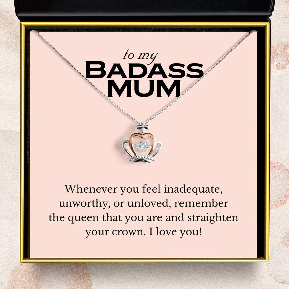 To My Badass Mum Crown Pendant Necklace Silver Mother's Day Necklace 2024 Jewelry For Mom - KDadorn