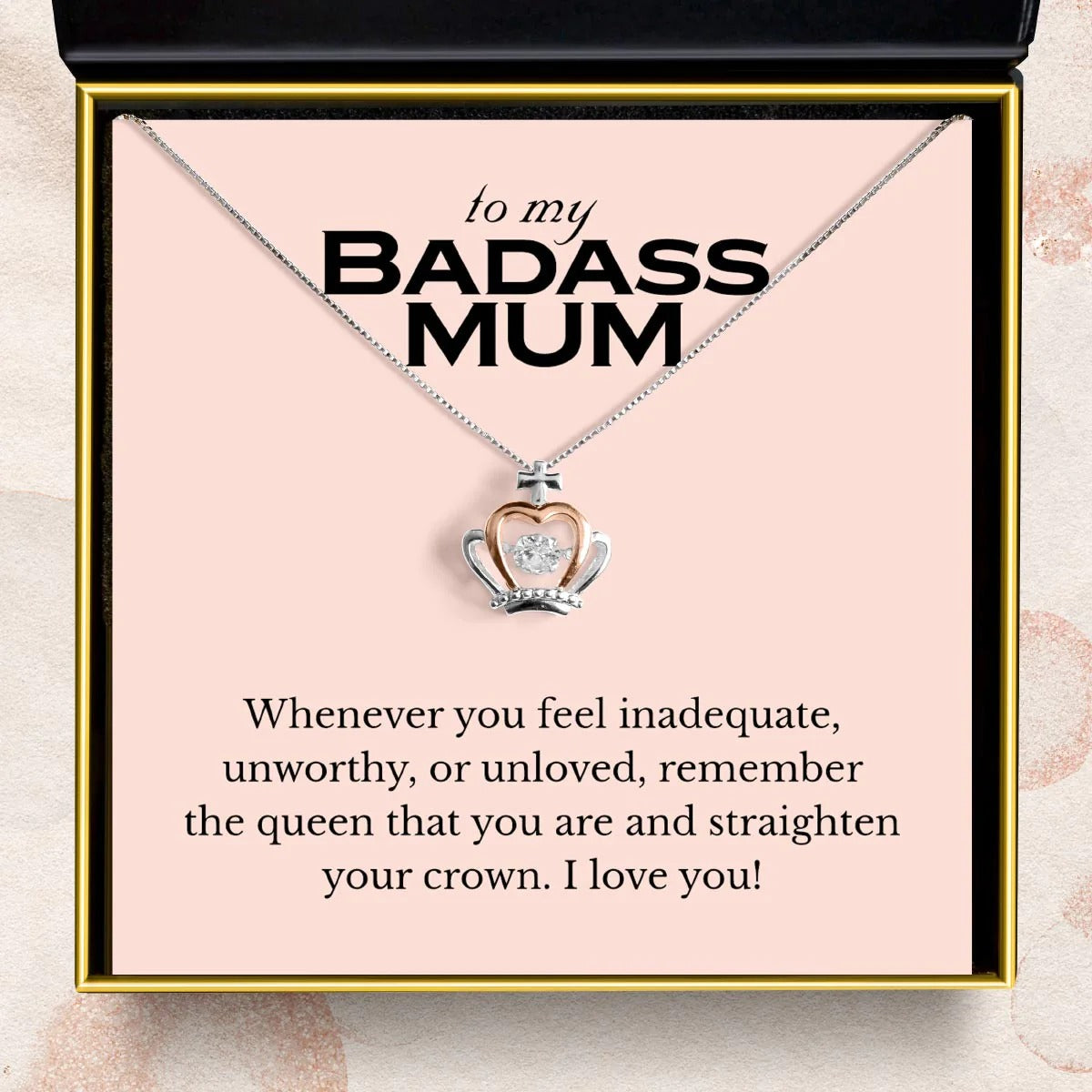 To My Badass Mum Crown Pendant Necklace Silver Mother's Day Necklace 2024 Jewelry For Mom - KDadorn