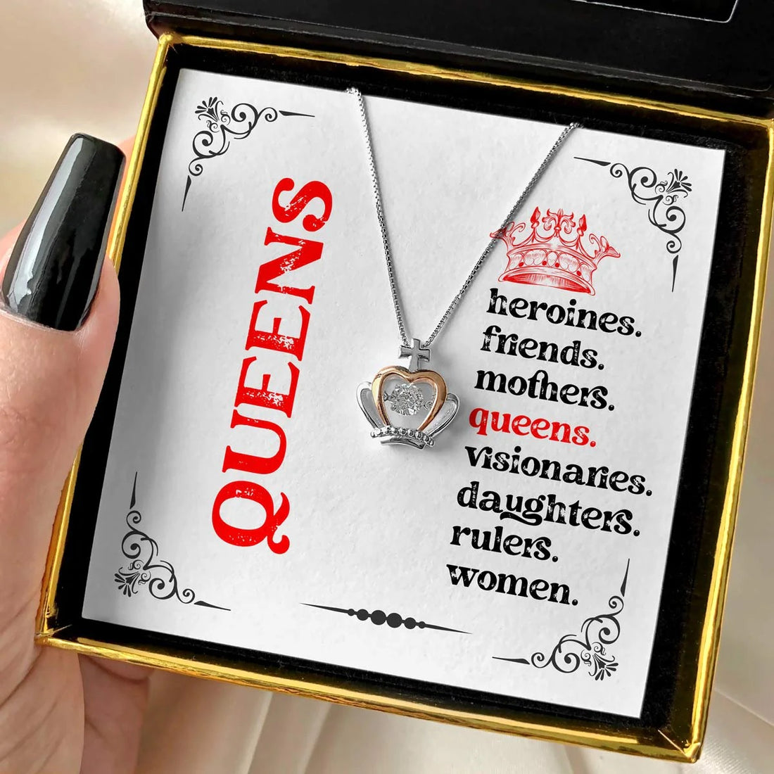 Queens Women Crown Pendant Necklace Sterling Silver Queen Crown Necklace Mother's Day Gifts For Wife - KDadorn