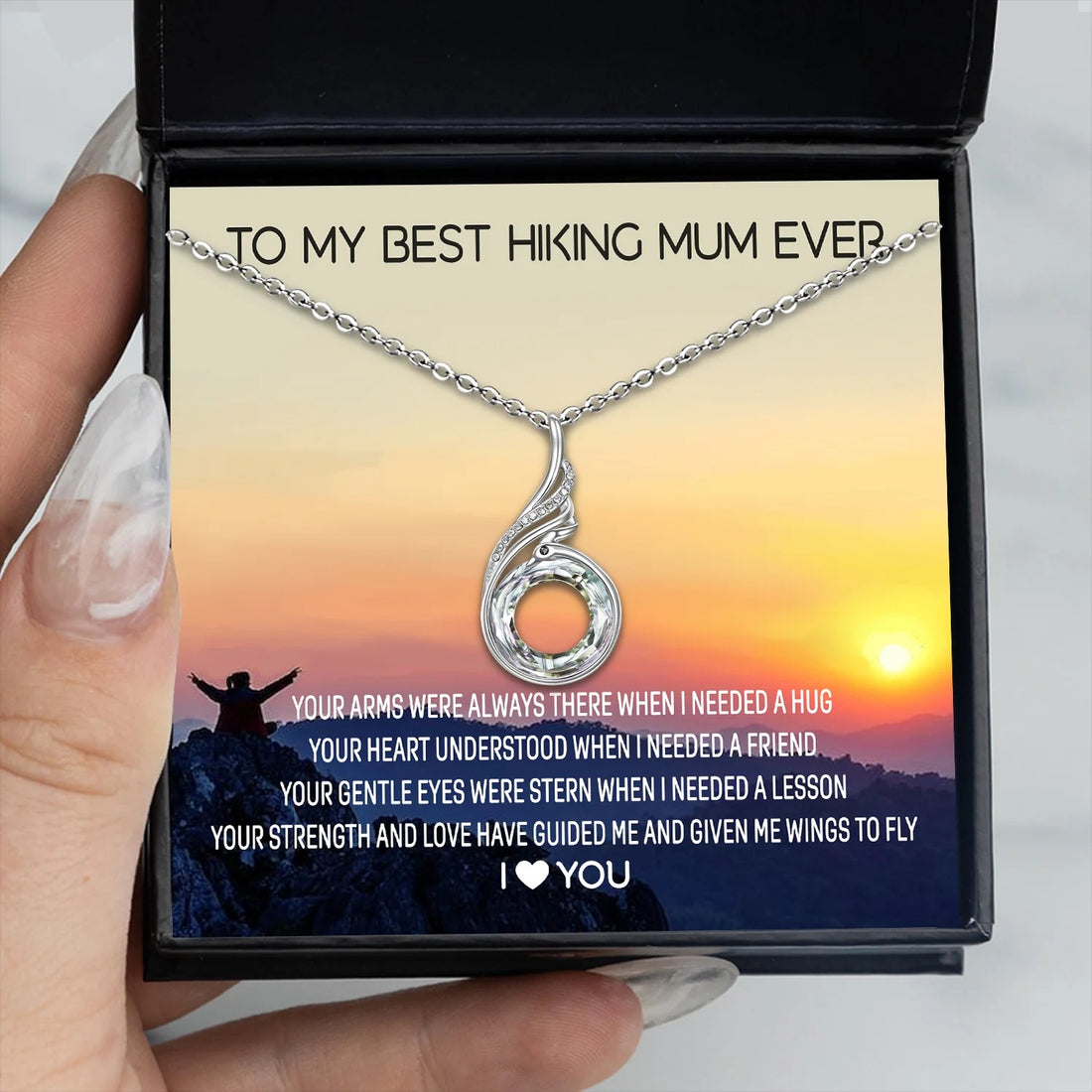 To My Best Hiking Mum Ever Rising Phoenix Necklace With Message Card Mother's Day Necklace Gift - KDadorn