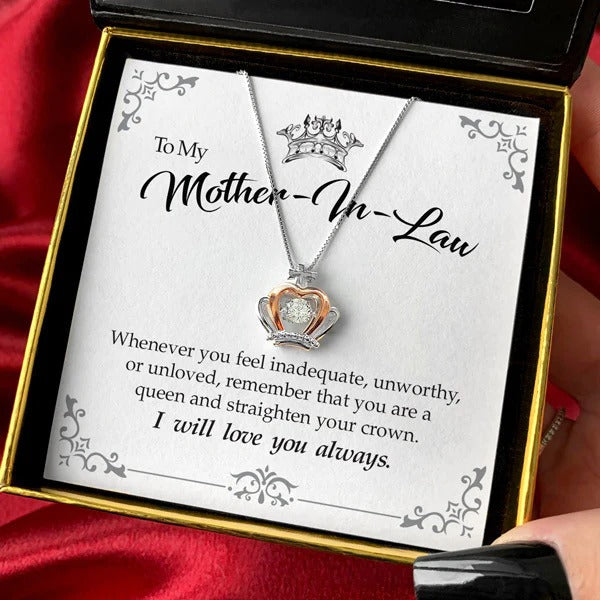 To My Mother-In Law Crown Necklace Sterling Silver Crown Pendant Necklace Great Mothers Day Gift Ideas - KDadorn
