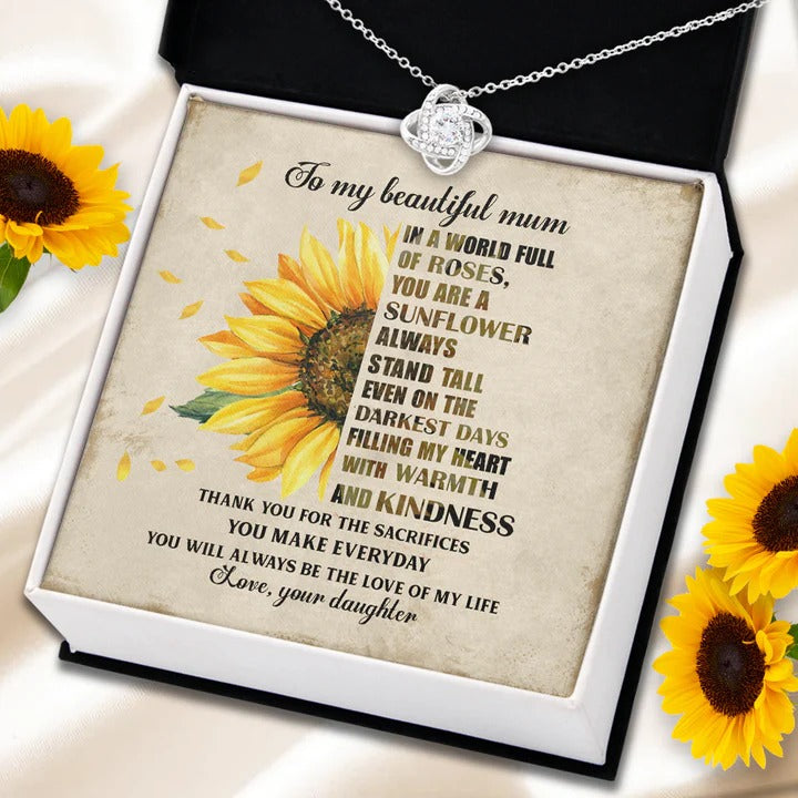 To My Beautiful Mum Knot Necklace With Message Card From Daughter Mothers Necklace Gift - KDadorn
