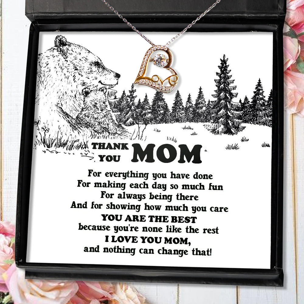 Thank You Mom Heart Love Dancing Necklace Mother's Day 2024 Jewelry Gift Ideas For Mom - KDadorn