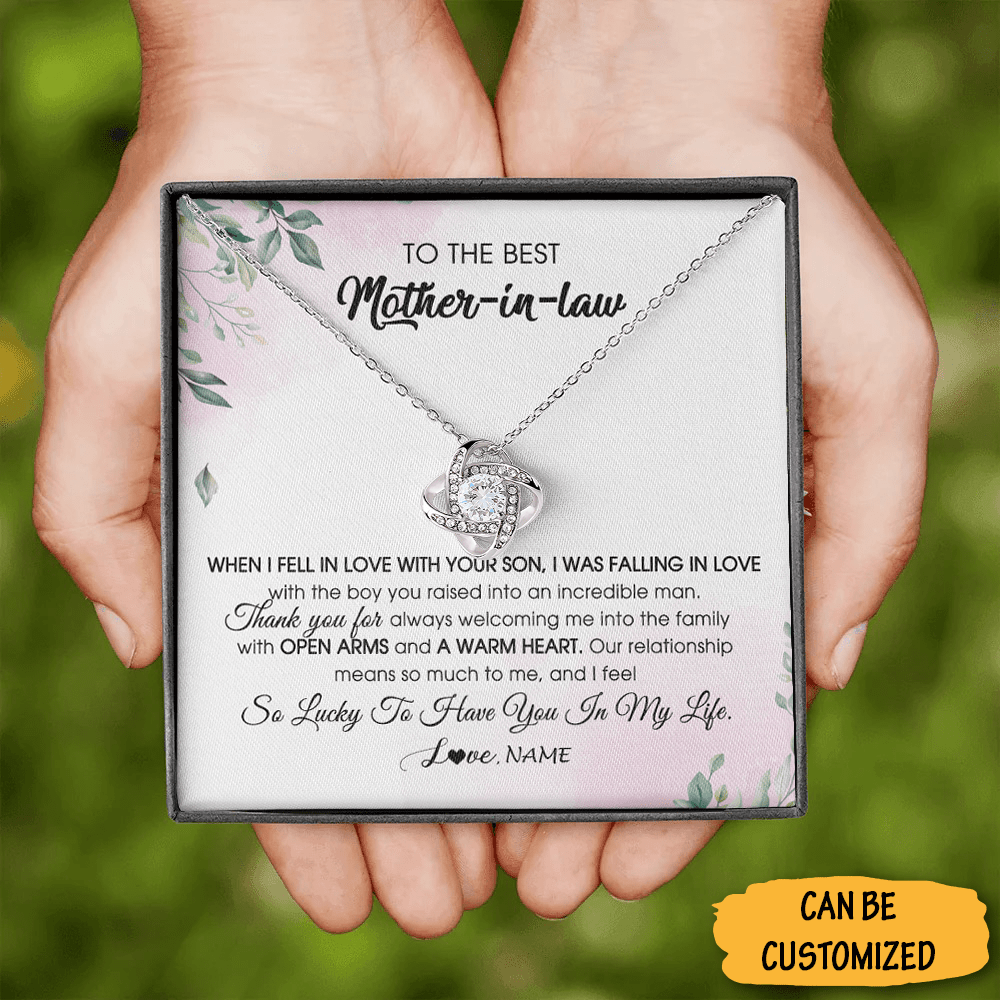 Personalized To The Best Mother-In-Law Love Knot Silver Necklace Mothers Day Necklace For Mother In Law - KDadorn