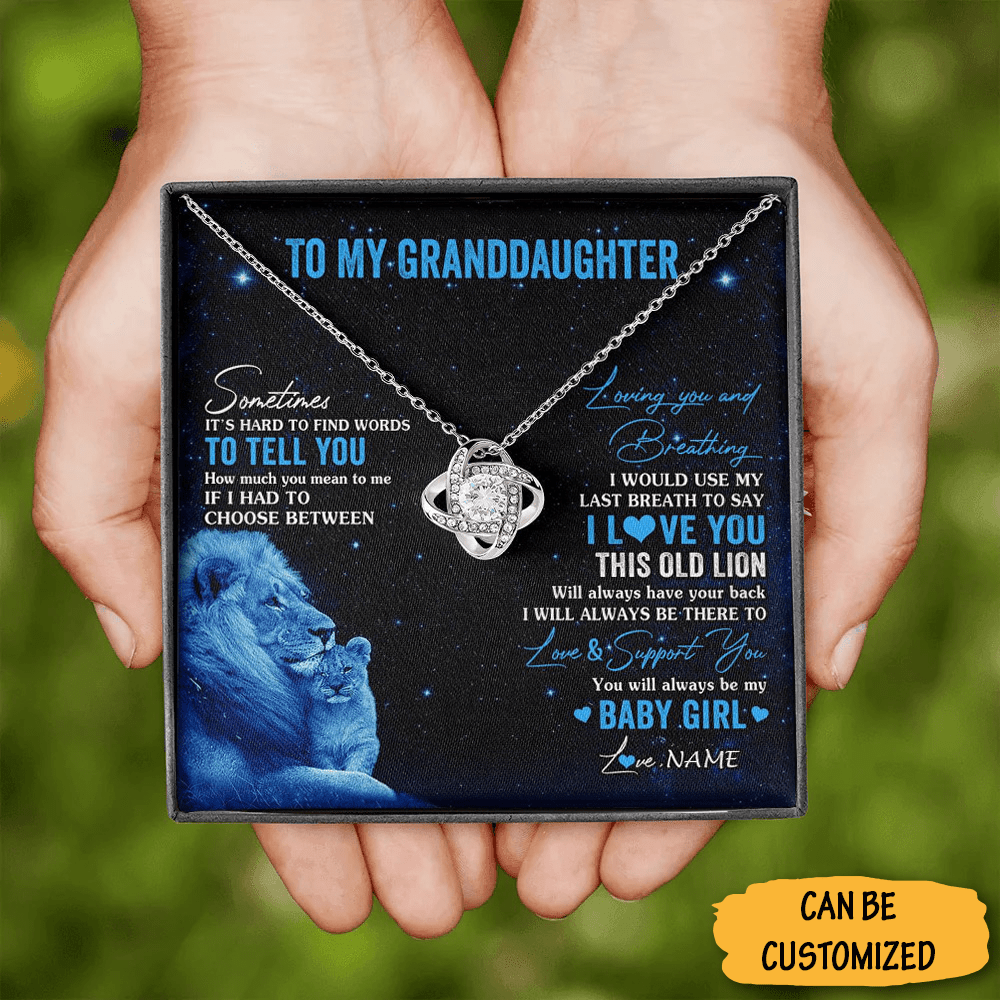 Custom To My Granddaughter Necklace From Grandpa This Lion Love Knot Necklace Grandfather To Granddaughter Gifts - KDadorn