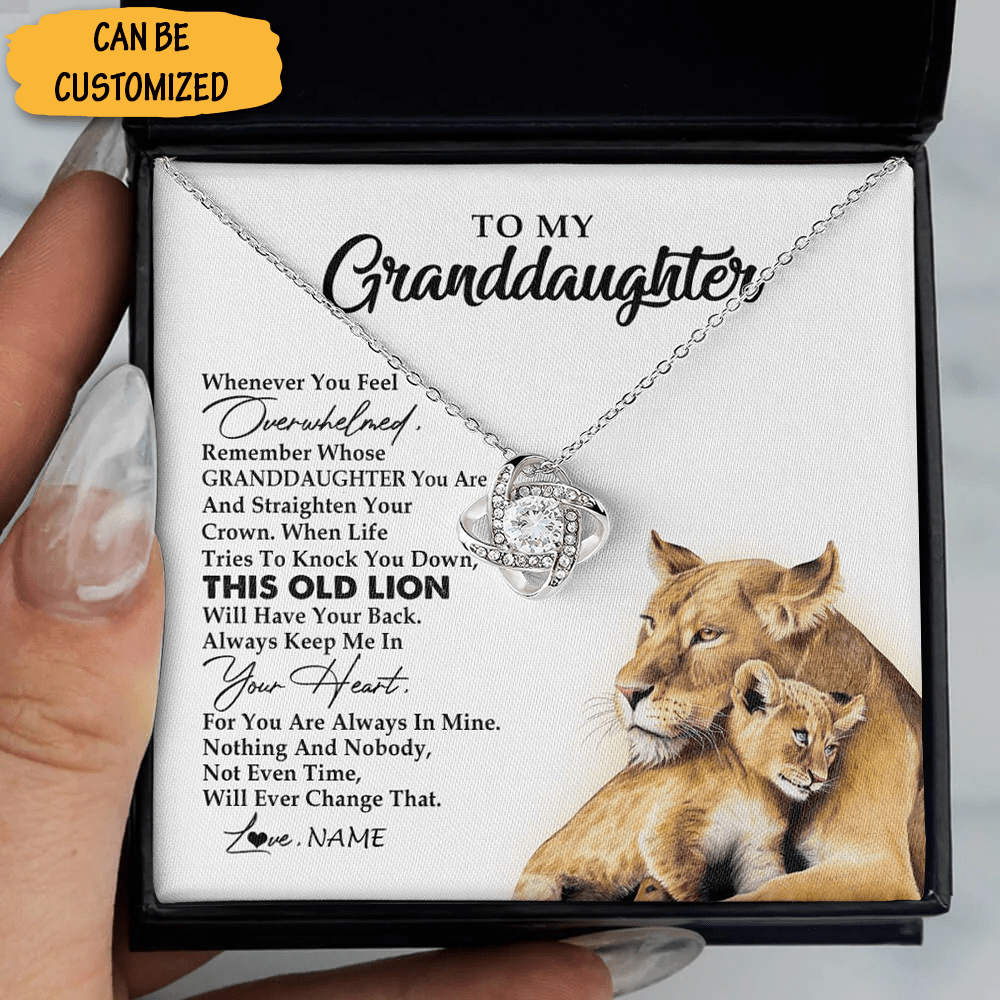Custom To My Granddaughter Necklace From Grandpa This Old Lion Silver Love Knot Necklace Box Christmas Gifts - KDadorn