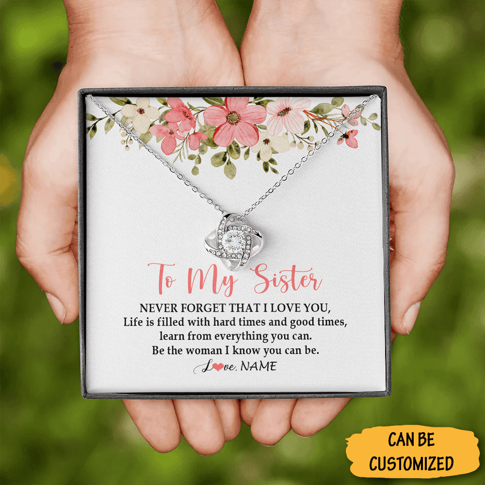 Personalized To My Sister Love Knot Necklace Never Forget I Love You Necklace Box Sister Jewellery Gifts - KDadorn