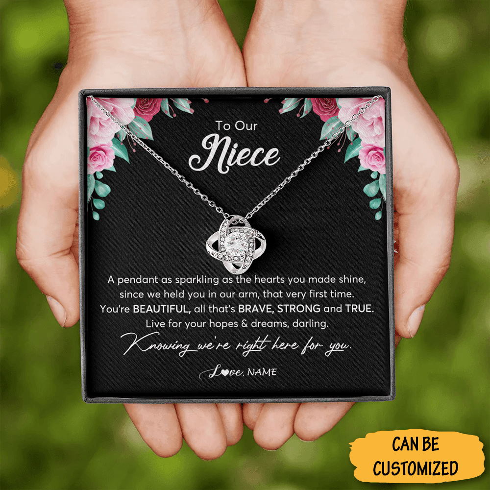 Personalized To Our Niece Love Knot Necklace Silver To My Niece Necklace Jewellery Gifts From Aunt Uncle Ideas - KDadorn