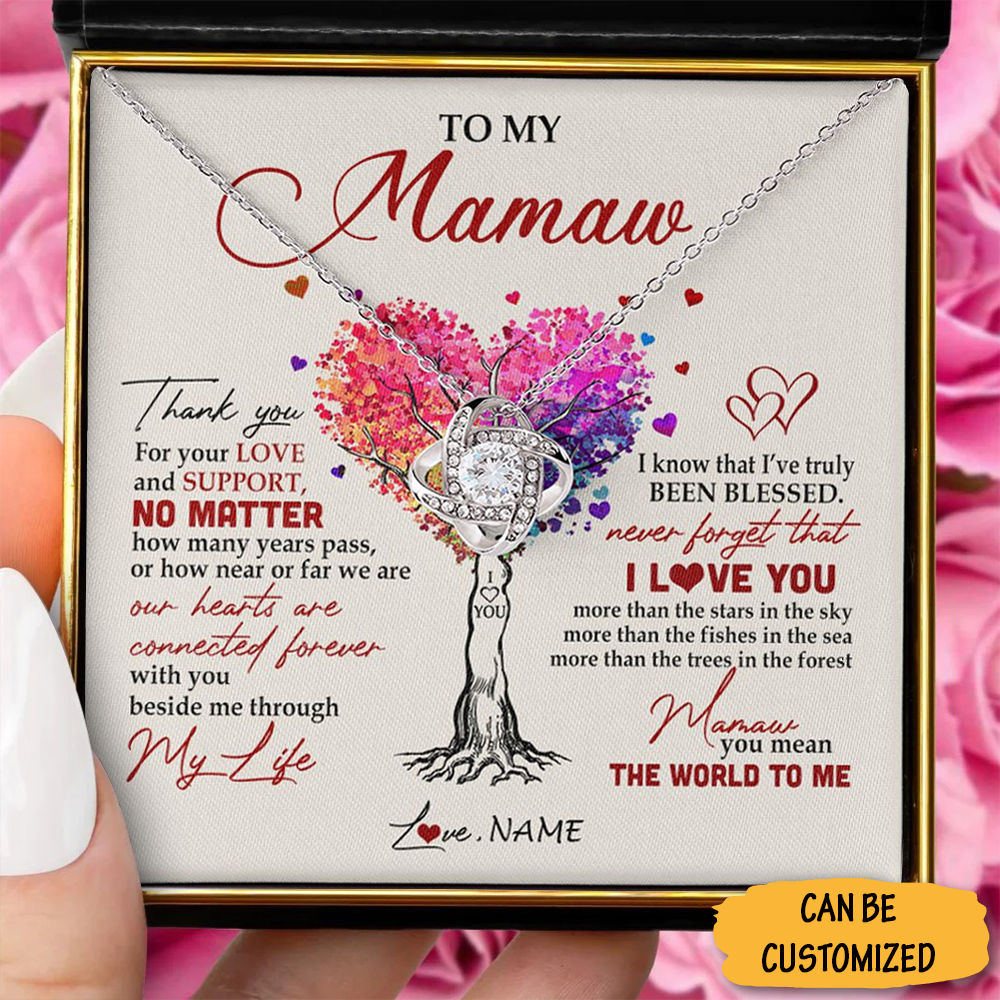 Personalized To My Mamaw Necklace From Grandkids Never Forget That I Love You You Mean The World Mamaw Birthday Mothers Day Jewelry Customized Gift Box Message - KDadorn