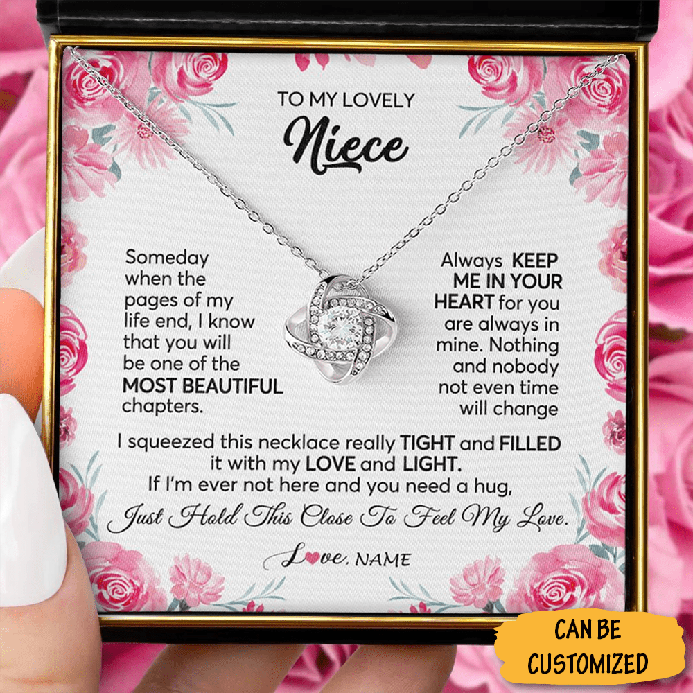 Personalized To My Lovely Niece Necklace Sterling Silver Love Knot Necklace Message Best Niece Xmas Gifts - KDadorn