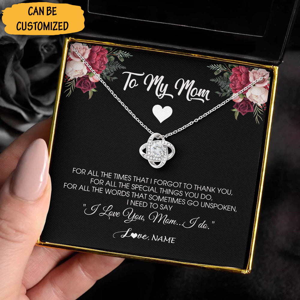Personalized To My Mom Love Knot Necklace I Love You Mom Necklace Mother's Day Christmas Gift Ideas - KDadorn