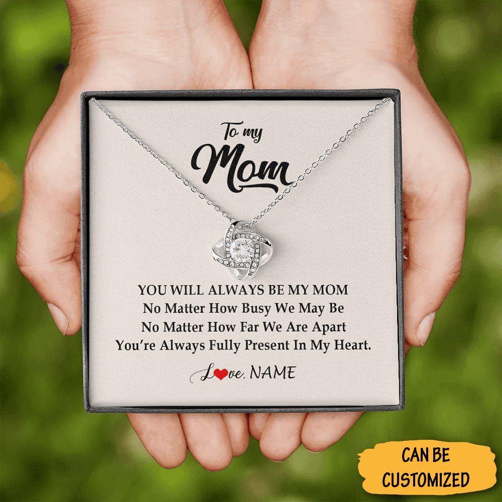 Personalized To My Mom Necklace Love Knot Necklace Jewelry Box Things To Get Your Mom For Her Birthday - KDadorn
