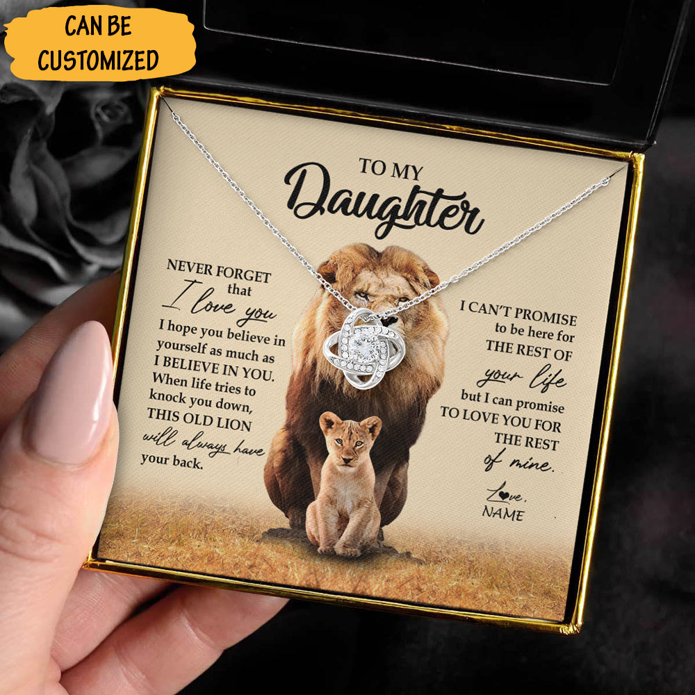 Personalized To My Daughter Love Knot Necklace Love Dad Lion Daughter Never Forget That I Love You Necklace Gifts - KDadorn