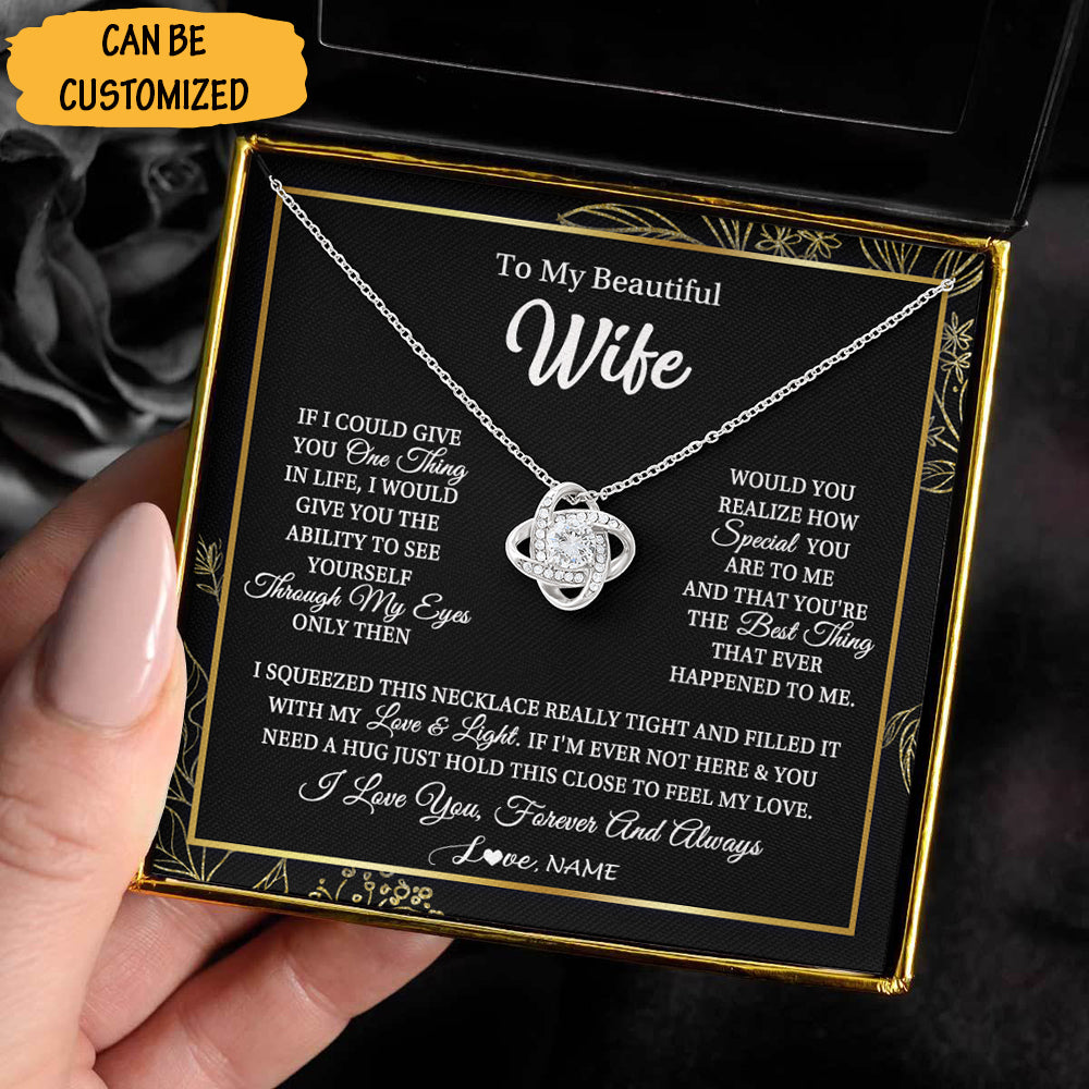 Personalized To My Beautiful Wife Necklace Sterling Silver Love Knot Necklace Best Christmas Gifts For Wife - KDadorn