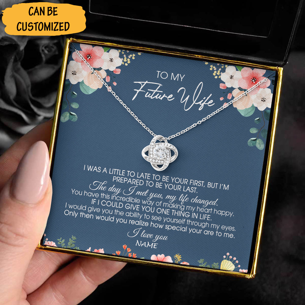 Personalized To My Future Wife Love Knot Necklace Sterling Silver Love Knot Pendant Christmas Gifts For Future Wife - KDadorn