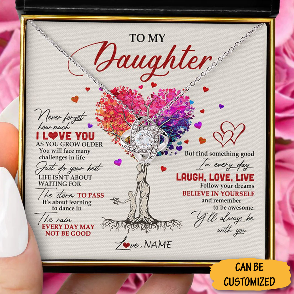 Personalized To My Daughter Love Knot Necklace Never Forget I Love You Necklace With Meaningful Messages - KDadorn