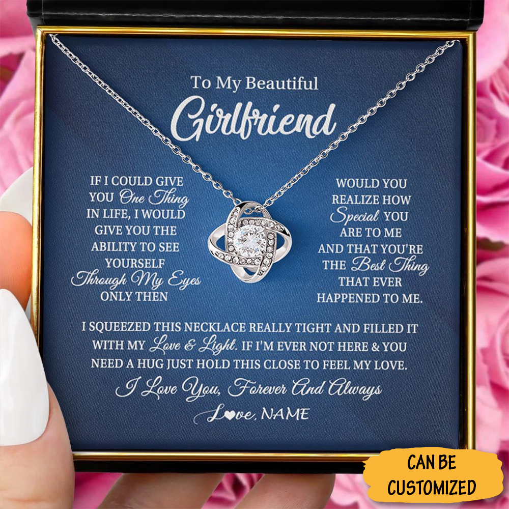 Personalized To My Beautiful Girlfriend Necklace Love Knot Necklace Best Valentine Gift For Girlfriend - KDadorn