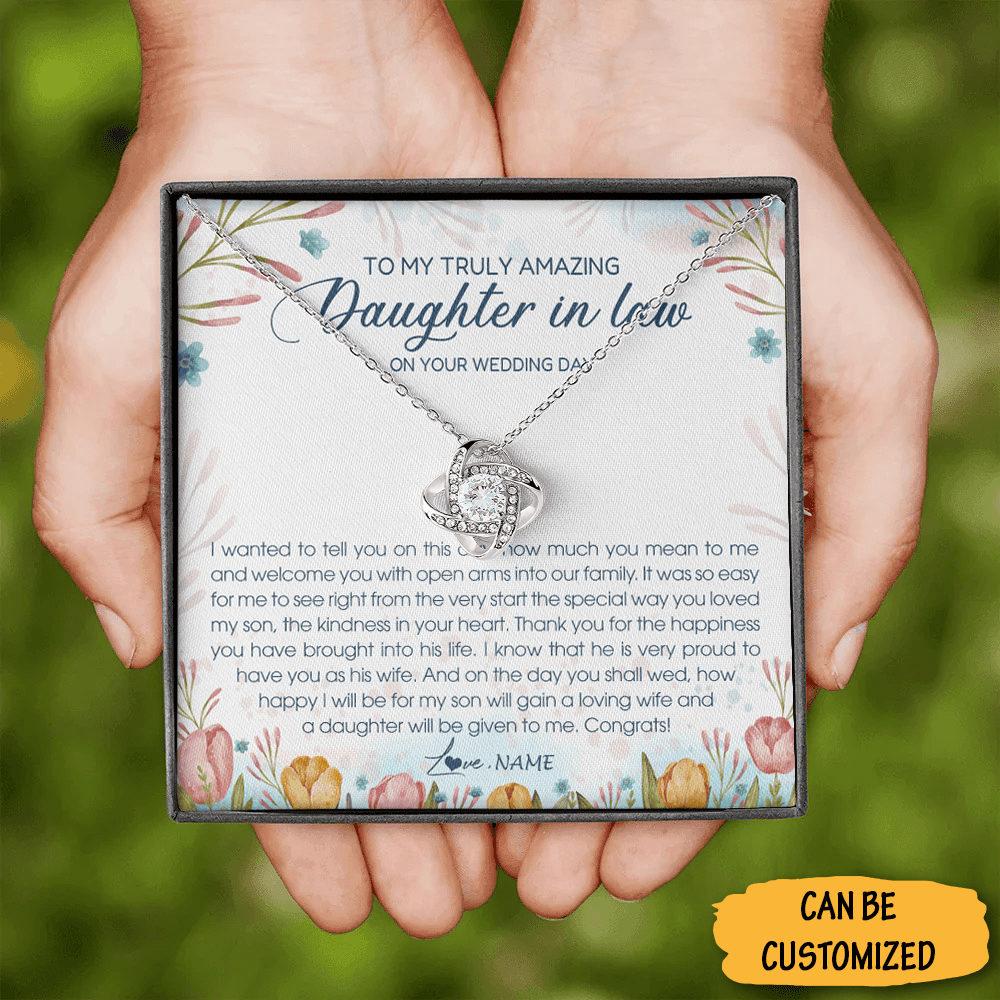 Personalized To My Daughter In Law Necklace Love Knot Silver Necklace Christmas Gifts For Daughter In Law - KDadorn